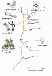 A_map_of_showing_location_of_paintings_and_murals_in_Oxtotitlan_cave