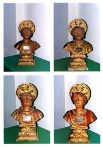 4 busti reliquiari in legno