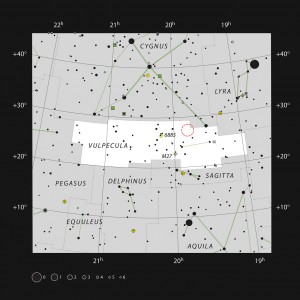 The position of Nova Vul 1670 in the constellation of Vulpecula
