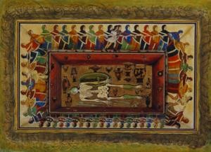 Acquerello del diciannovesimo secolo che ritrae la Tomba delle Danzatrici. Credit: Source/Sena Chiesa and Arslan 2004
