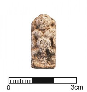 Amuleto in faïence del dio egizio Bes