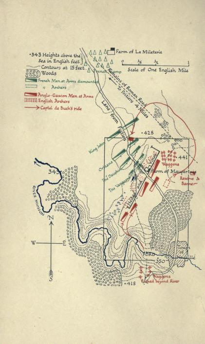 la battaglia, secondo lo schema nel libro Poitiers, di Hilaire Belloc, edito da Hugh Rees, Ltd., Londra, 1913