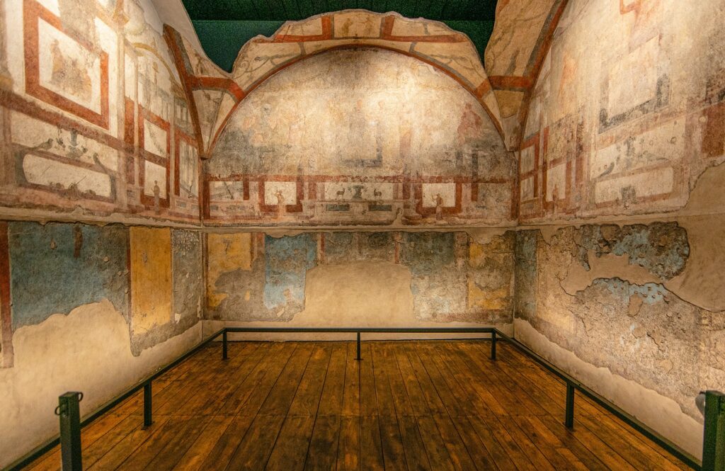 Terme di Caracalla: tornano visibili le splendide pitture di una domus di età adrianea