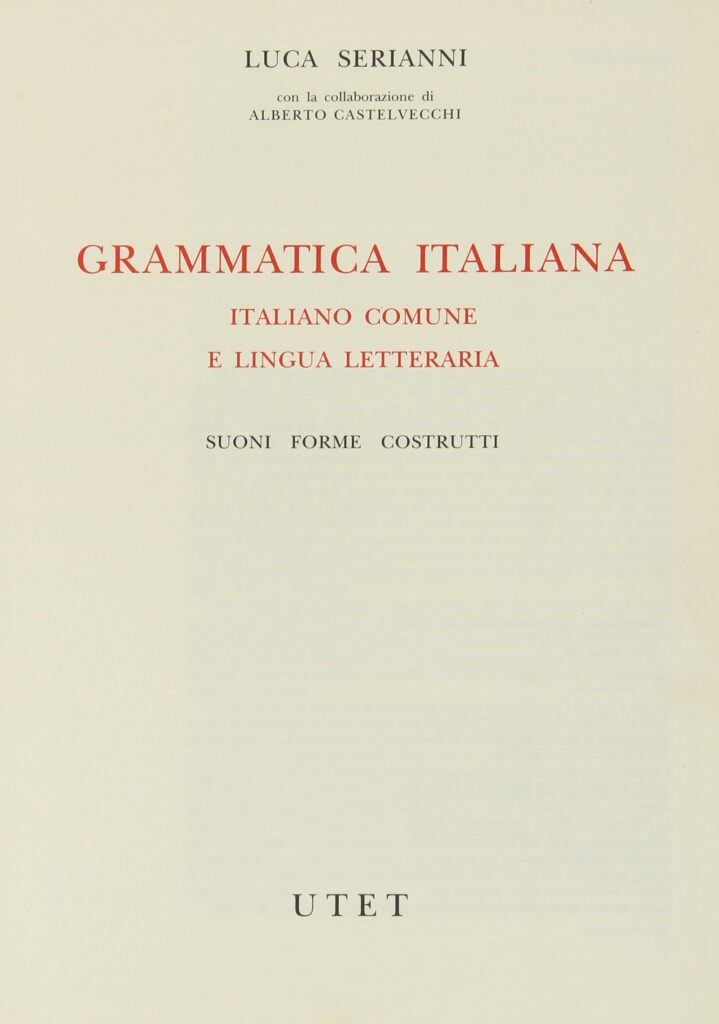 Luca Serianni, Grammatica italiana. Italiano comune e lingua letteraria scomparsa