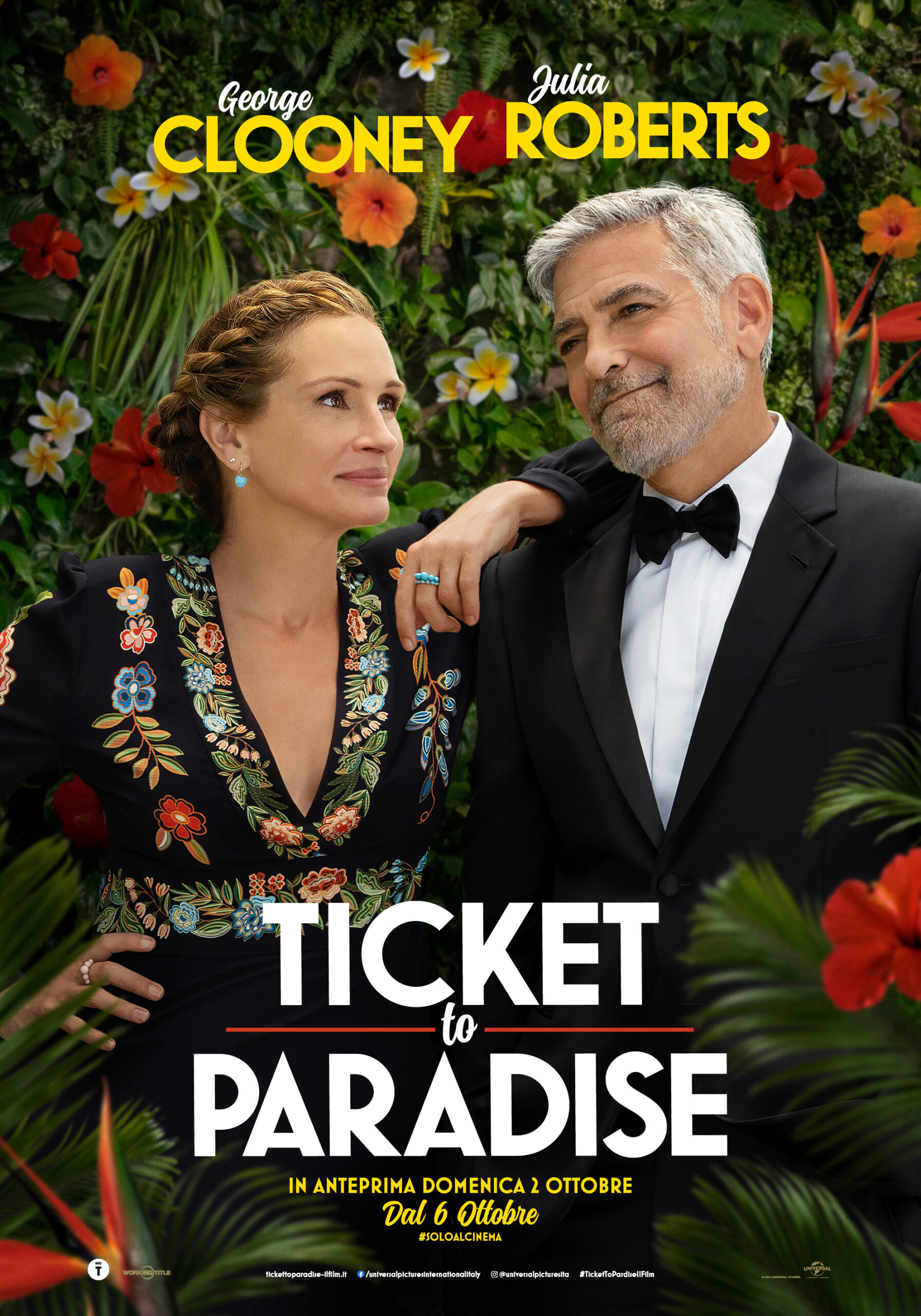La locandina del film Ticket to Paradise, diretto da Ol Parker, con George Clooney e Julia Roberts