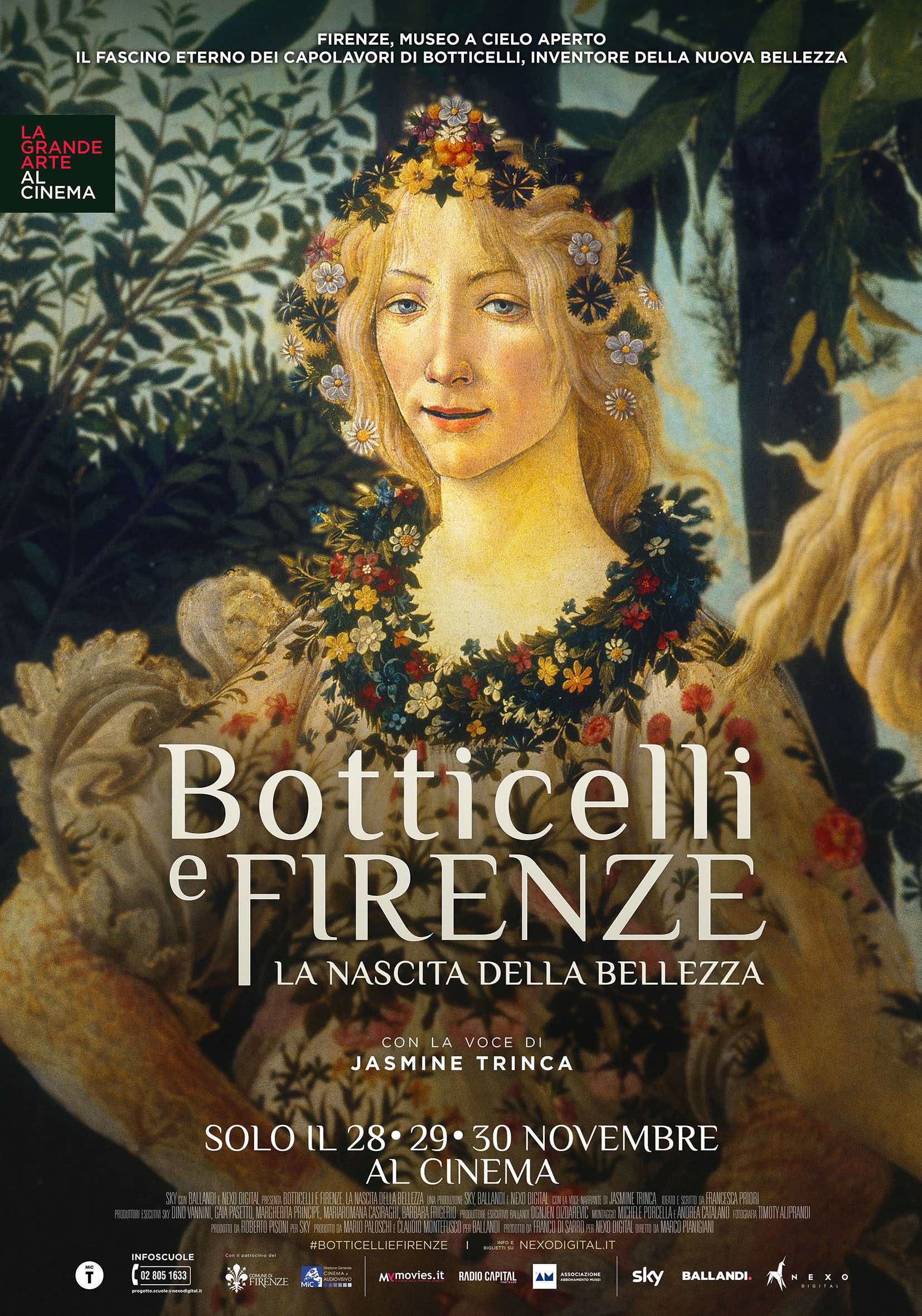 La locandina del docufilm Botticelli e Firenze. La nascita della bellezza