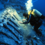 Uluburun shipwreck trade Uluburun excavation images showing copper oxhide ingots. Source: Cemal Pulak/Texas A&M University