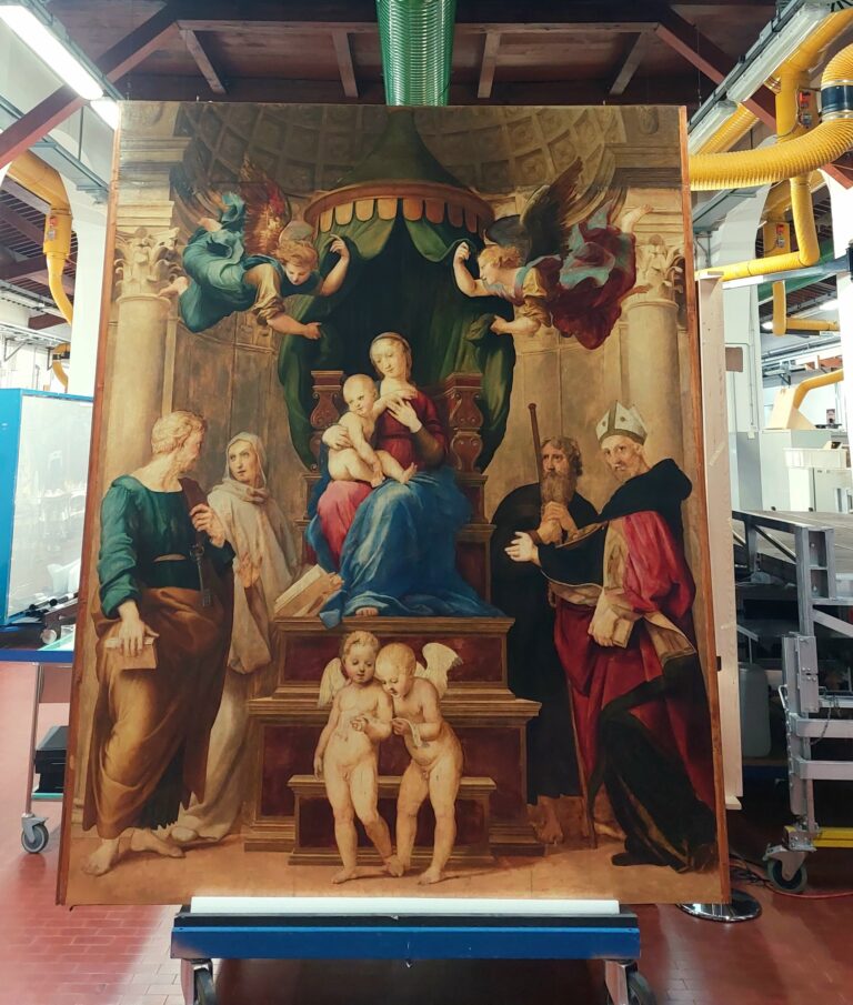 Madonna del Baldacchino Uffizi Raffaello a Pescia