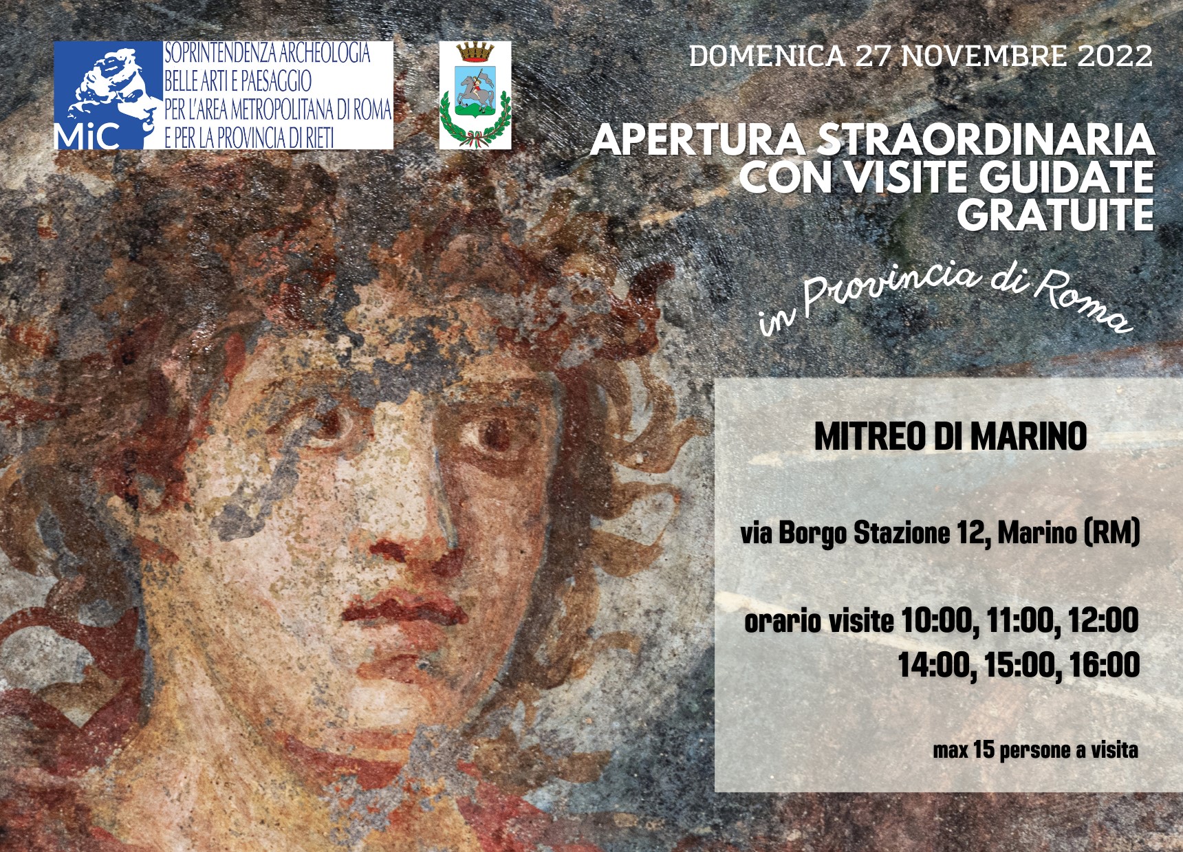 Apertura straordinaria dei luoghi della cultura della Soprintendenza Palazzo Patrizi Clementi di Roma e Mitreo di Marino (RM) 26-27 novembre 2022