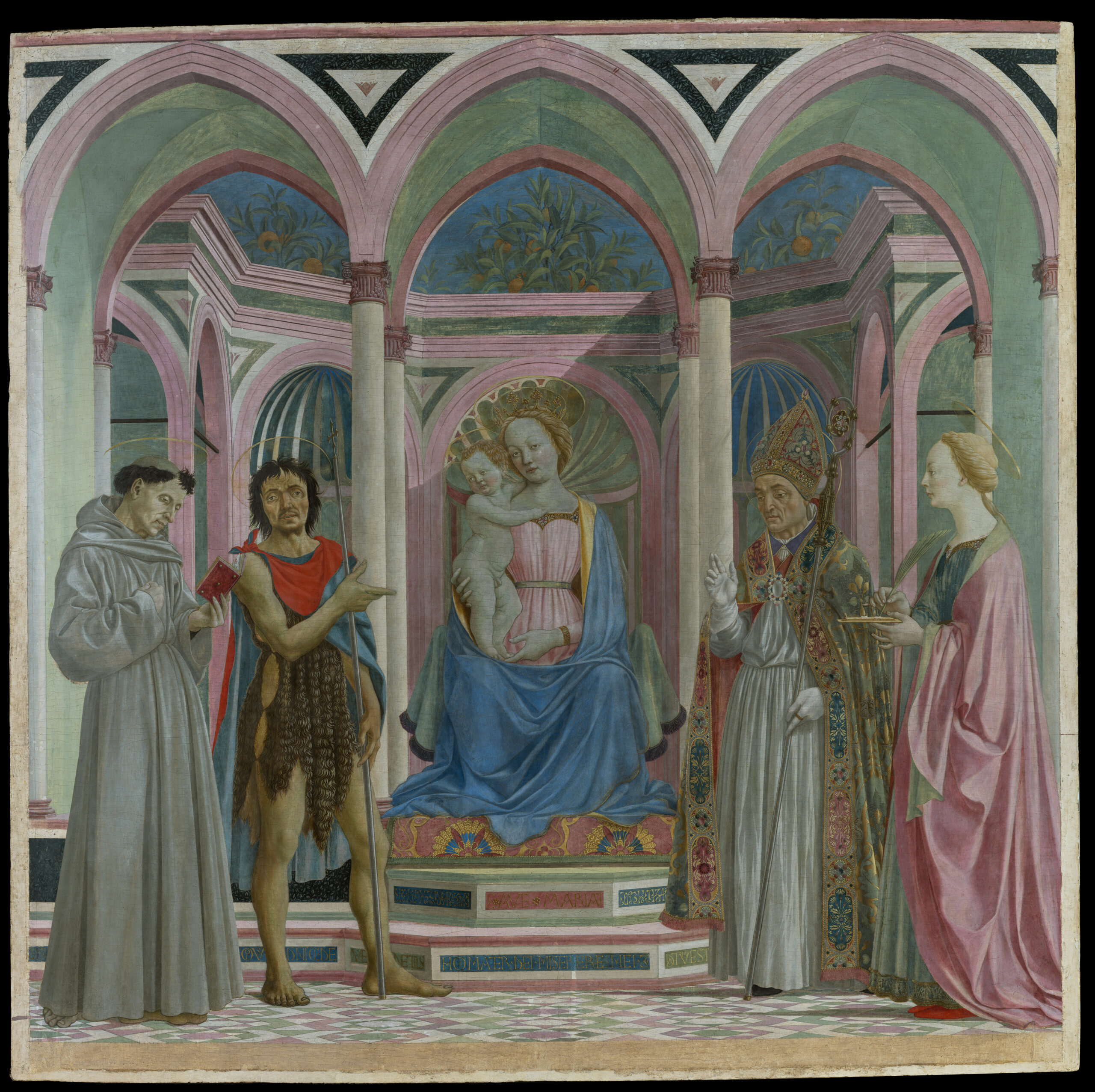 Durante il restauro della Pala di Santa Lucia dei Magnoli di Domenico Veneziano