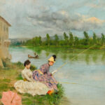 Fabio Fabbi, Pescatrici sull’Arno alla Casaccia di Bellariva, 1887 (giugno), olio su tela, 43x32 cm