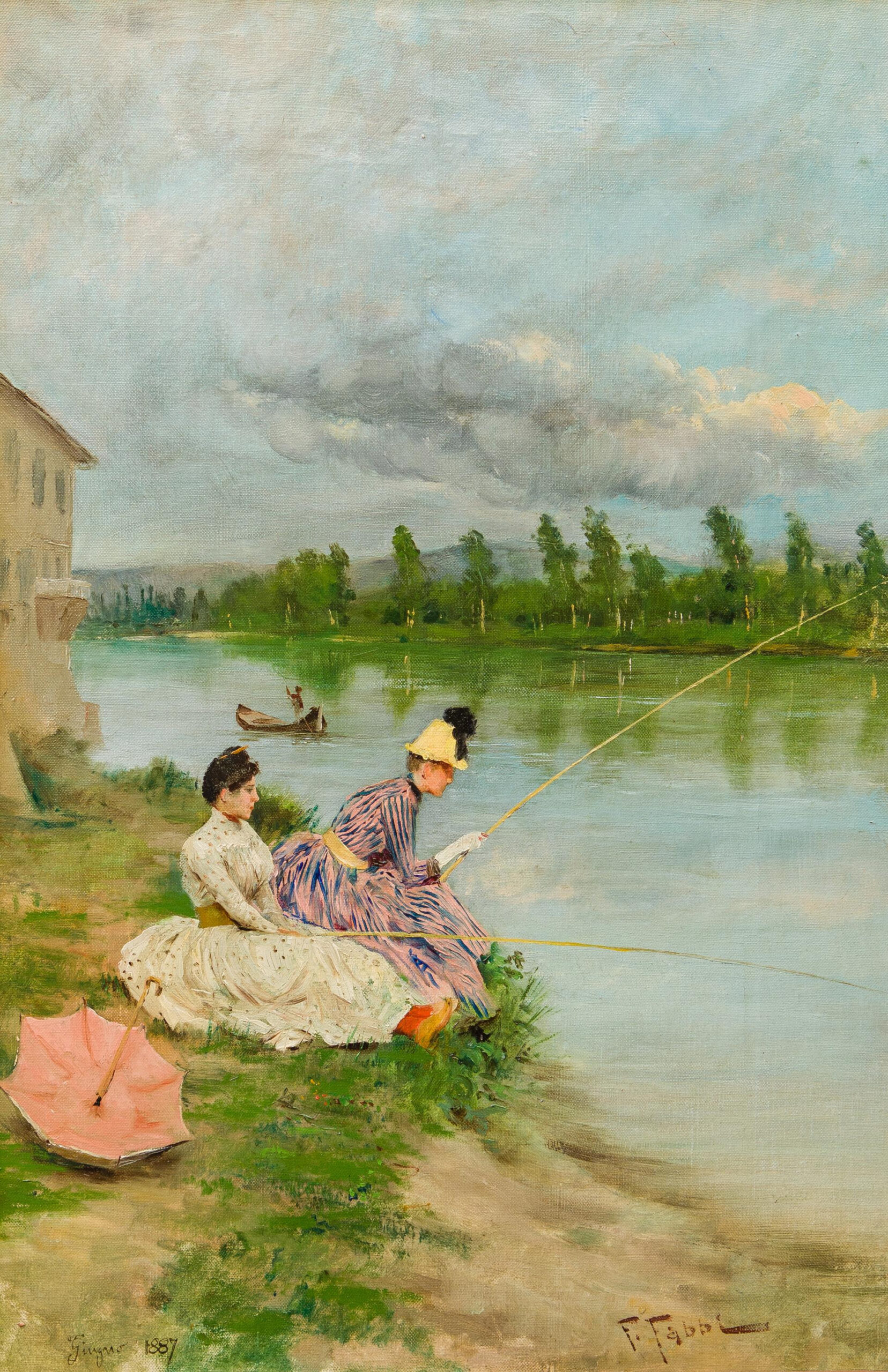Fabio Fabbi, Pescatrici sull’Arno alla Casaccia di Bellariva, 1887 (giugno), olio su tela, 43x32 cm