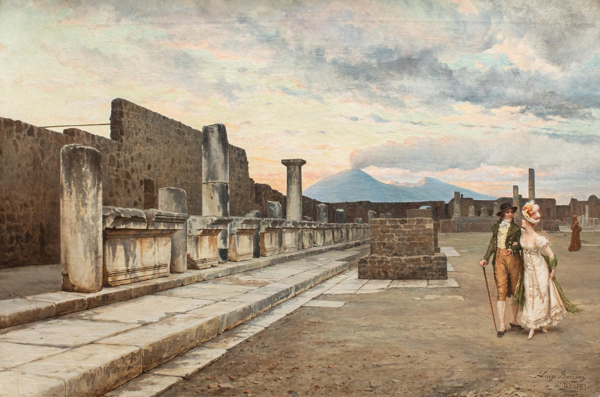 Luigi Bazzani, Il Foro a Pompei, s.d., olio su tela, 51x76 cm