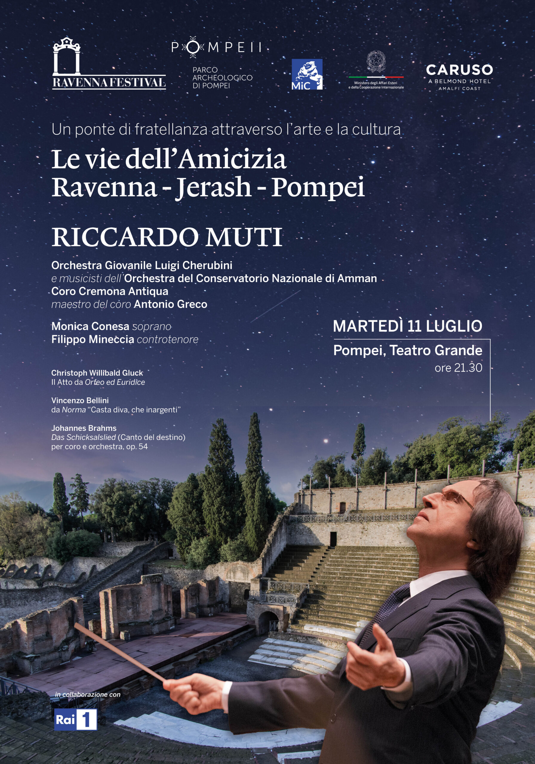 Riccardo Muti dirige il concerto dell'amicizia al Teatro Grande di Pompei