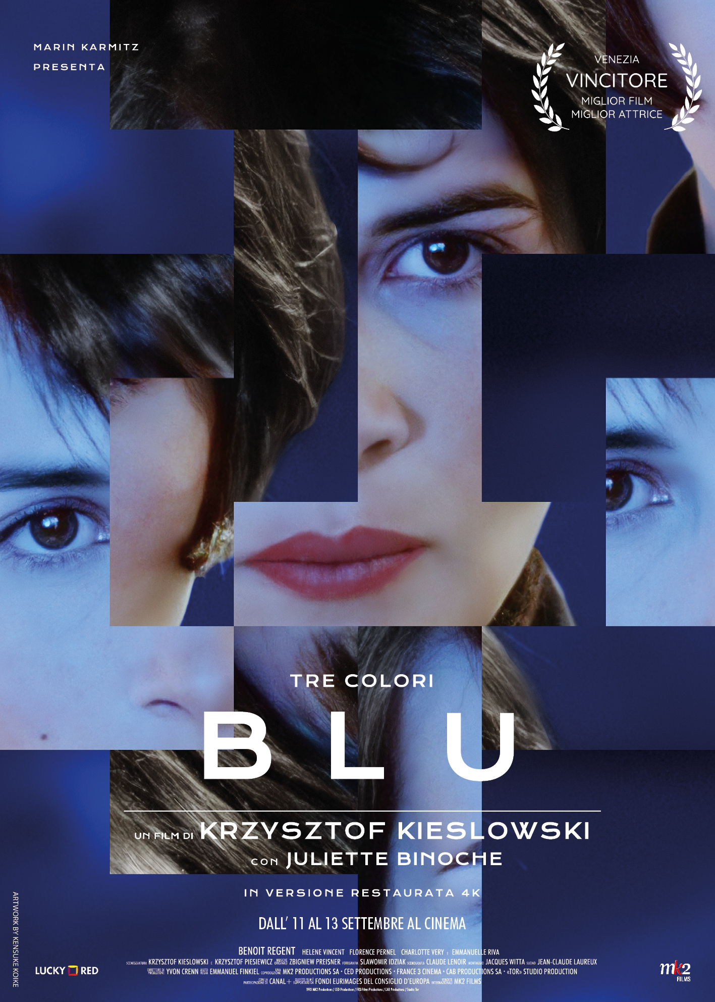 Film Blu, uno dei film de La trilogia dei colori di Krzysztof Kieślowski 50x70