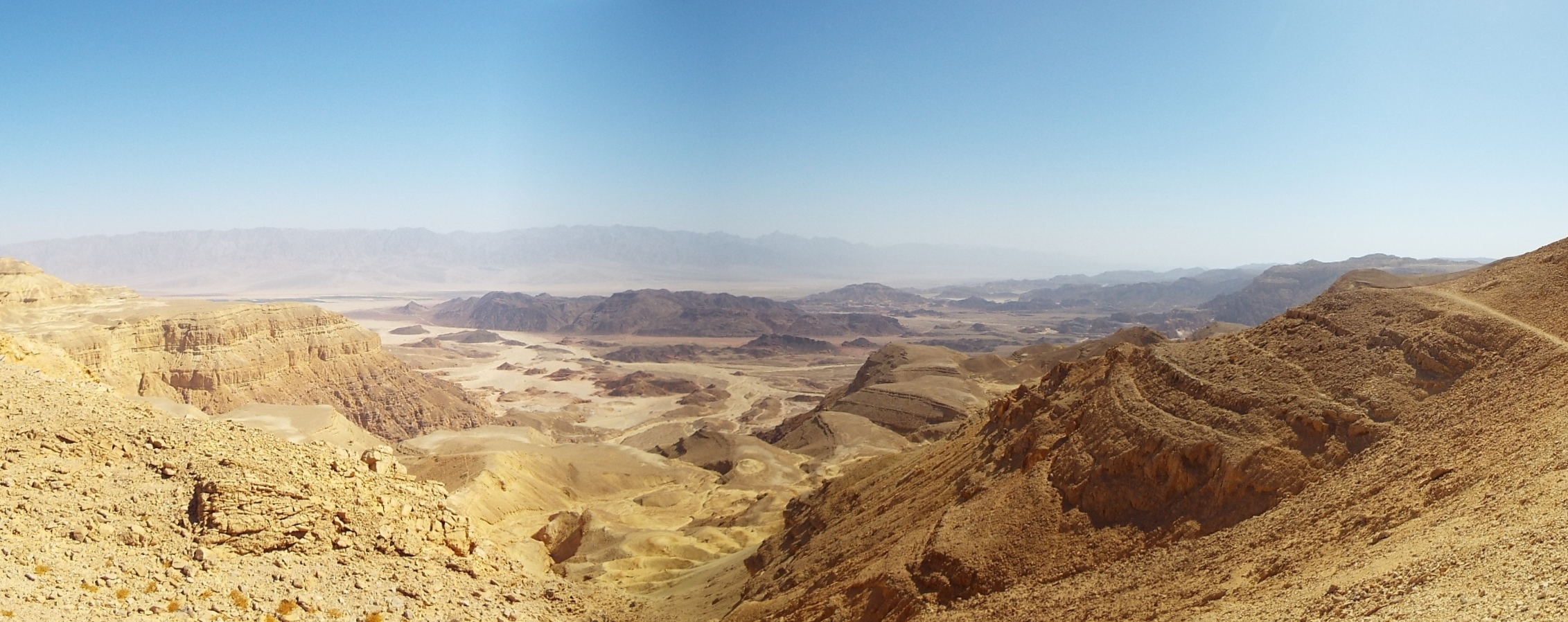 Panoramic view of Timna Valley engravings