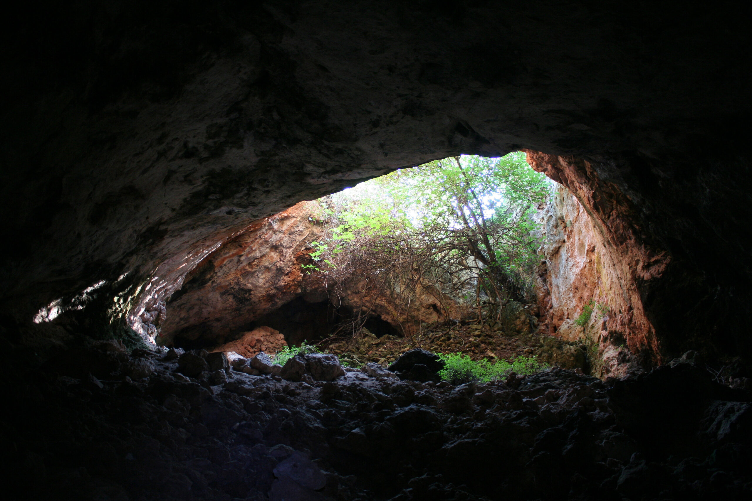 Cueva de los Marmoles View of the cave entrance from inside.