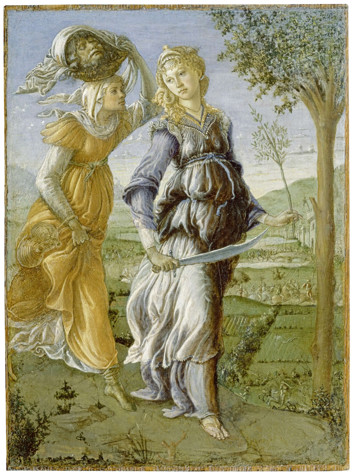 Alessandro di Mariano Filipepi, detto Sandro Botticelli Giuditta torna dall’accampamento con il capo di Oloferne 1470 ca. Tempera su tavola (parte di un dittico), 31 × 24 cm Firenze, Gallerie degli Uffizi, Galleria delle Statue e delle Pitture, inv. 1890, n. 1484