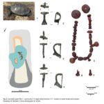 Czarnówko, grave 963: 1 – pond turtle; 2–4 copper alloy brooches; 5–7 – necklace of amber beads and pendants. As for the credits, Drawing: M. Benysek, K. Skóra, photography: M. Górski, in Praehistorische Zeitschrift