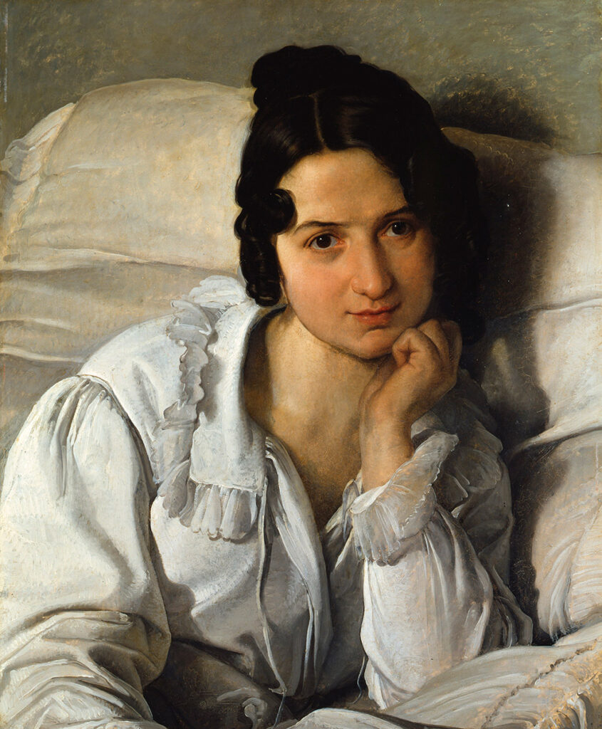 Francesco Hayez, Ritratto di Carolina Zucchi (L’ammalata) (Carolina Zucchi a letto) (1822) olio su tavola, 60 x 49,5 cm. Torino, GAM - Galleria Civica d’Arte Moderna e Contemporanea. Su concessione della Fondazione Torino Musei (foto: Studio Fotografico Gonella 2009)