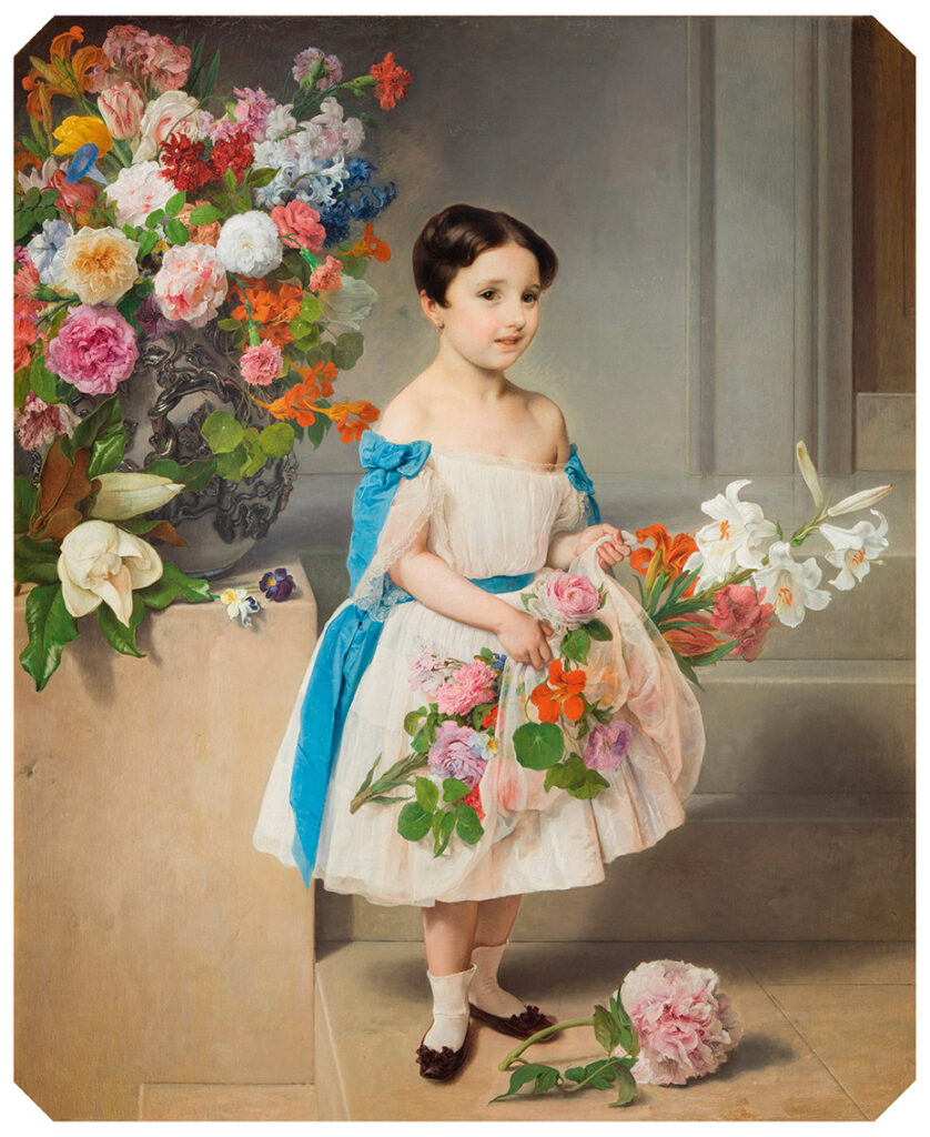 Francesco Hayez, Ritratto della contessina Antonietta Negroni Prati Morosini bambina (1858), olio su tela, 132 x 107 cm. Milano, Galleria d’Arte Moderna
