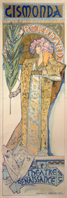Art Nouveau mostra Alphonse Mucha Gismonda 1894 Litografia a colori, 216x74,2 cm © Mucha Trust 2023
