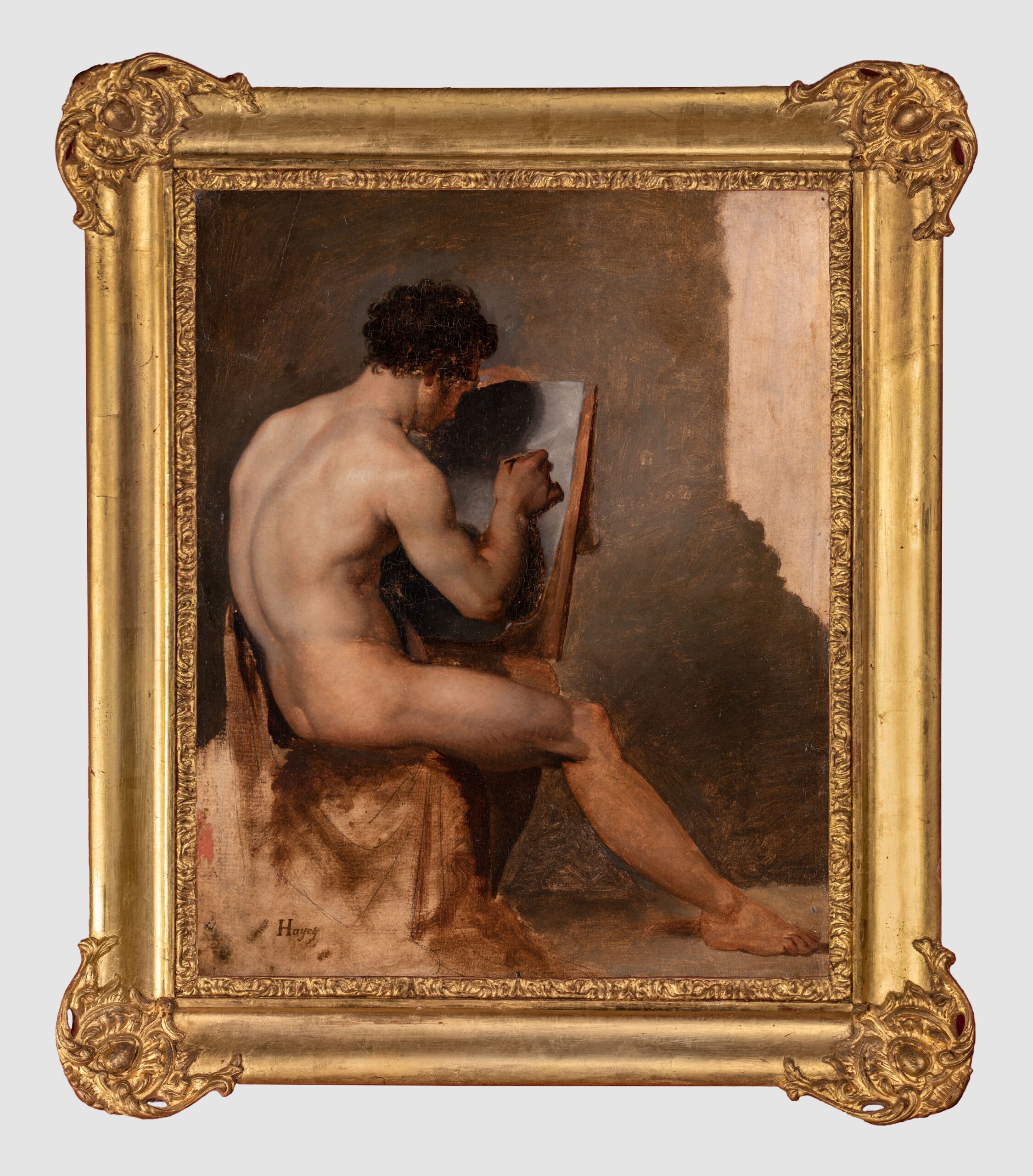 Francesco Hayez (Venezia 1791 – Milano 1882) Nudo accademico in atto di disegnare 1812 c. olio su carta cm. 41,6 x 33,5
