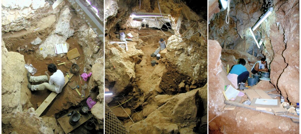 immagini degli scavi alla Gruta de Oliveira. Foto © João Zilhão