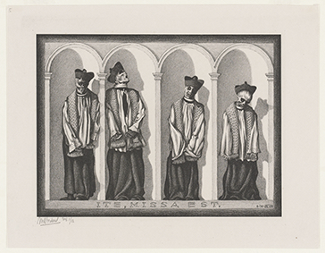 Maurits Cornelis Escher Sacerdoti mummificati a Gangi, Sicilia, 1932 Litografia, 204x274 mm Collezione M.C. Escher Foundation, Paesi Bassi All M.C. Escher works © 2023 The M.C. Escher Company. All rights reserved www.mcescher.com