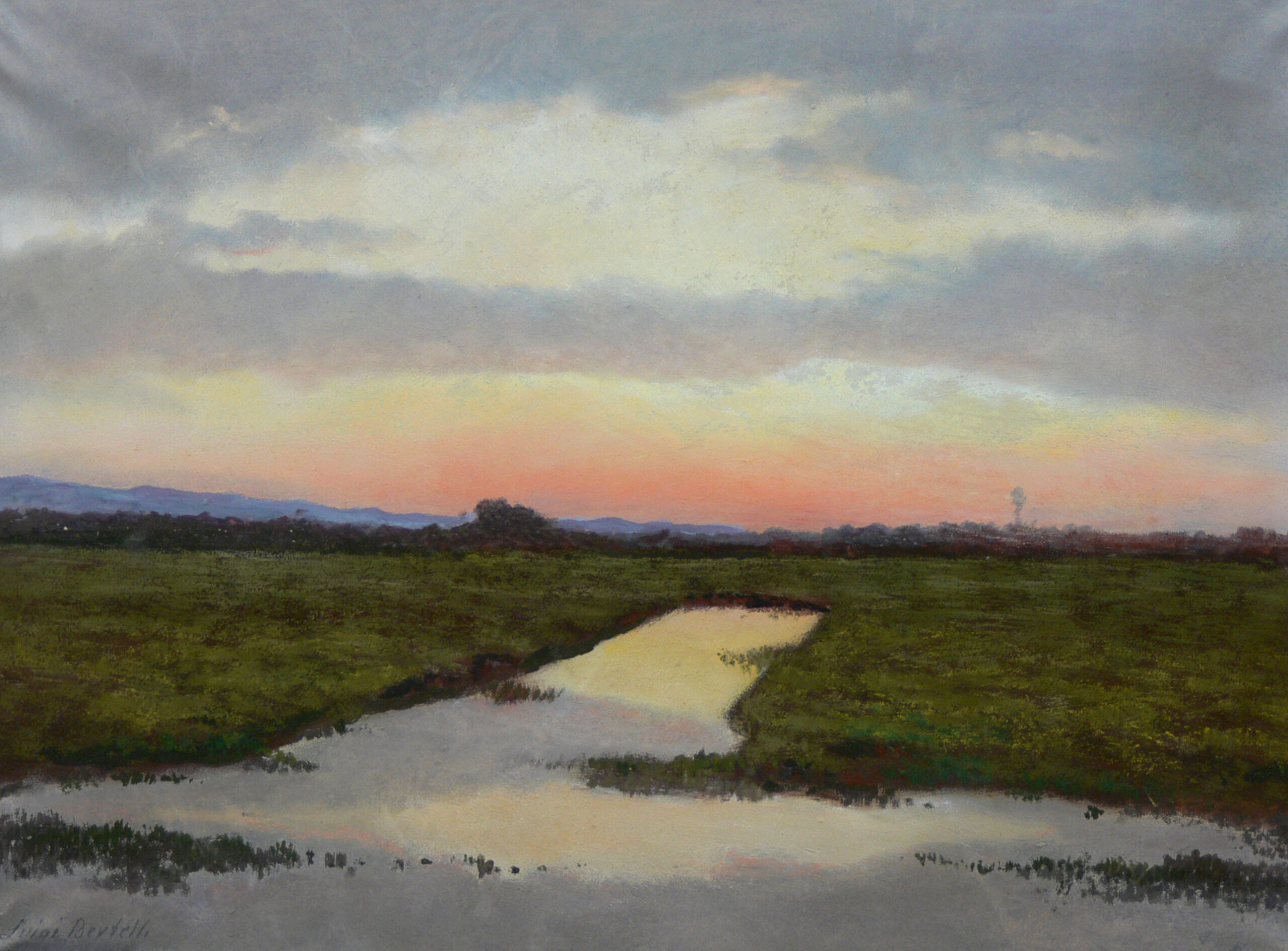 Luigi Bertelli (San Lazzaro di Savena, 1833 - Bologna, 1916) Tramonto in pianura, 1880-1885 ca. Tempera e pastello su carta MAMbo – Museo d’Arte Moderna di Bologna