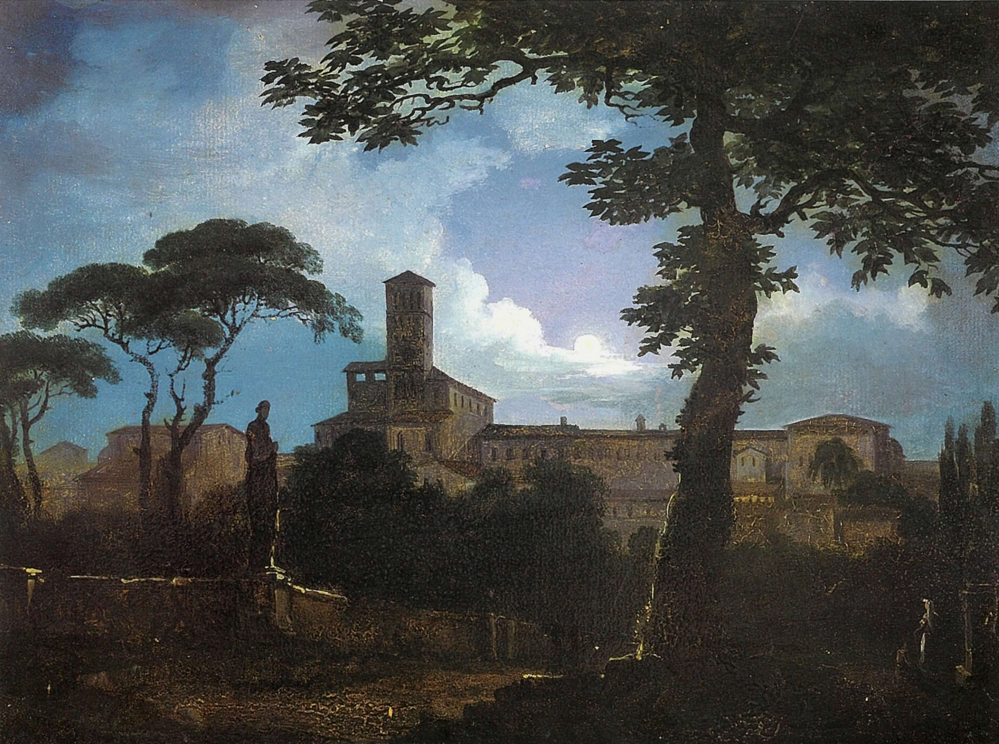 Bologna pittrice - il Lungo Ottocento - 1796 - 1915 Rodolfo Fantuzzi (Bologna, 1781 – Bologna, 1832) Veduta di un castello di notte con luna in mezzo al quadro, 1809-1810 Olio su cartone MAMbo – Museo d’Arte Moderna di Bologna (Legato Valorani, 1853)