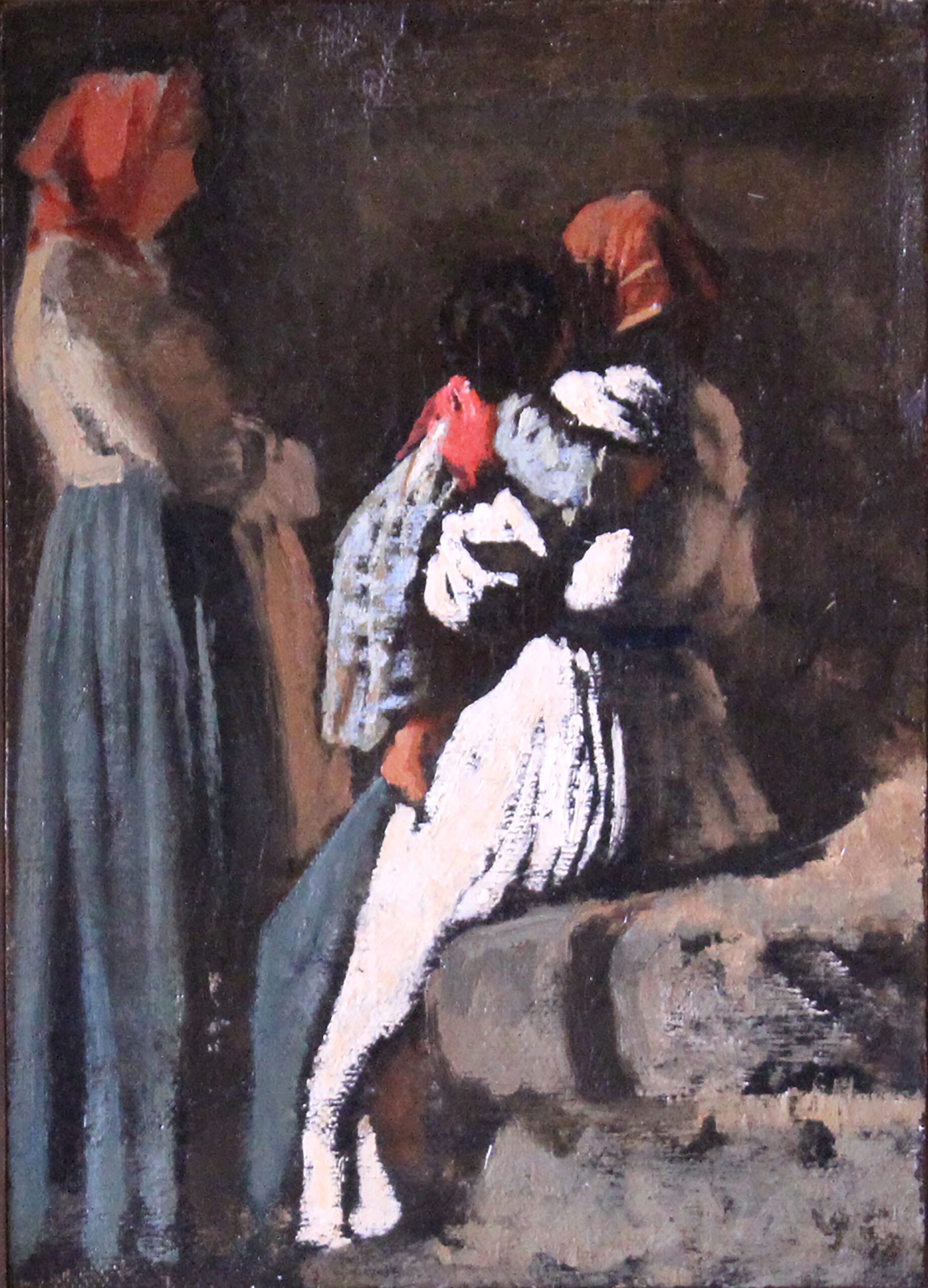 VINCENZO CABIANCA Donne a Montemurlo 1862 Olio su tela applicata su cartone Collezione privata