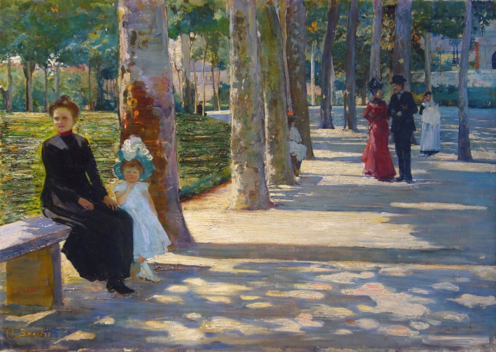 Bologna pittrice - il Lungo Ottocento - 1796 - 1915 Cesare Bacchi (Bologna, 1881 - Parigi, 1971), Veduta dei giardini della Montagnola a Bologna, 1901, olio su tela. Bologna, Collegio Artistico Venturoli