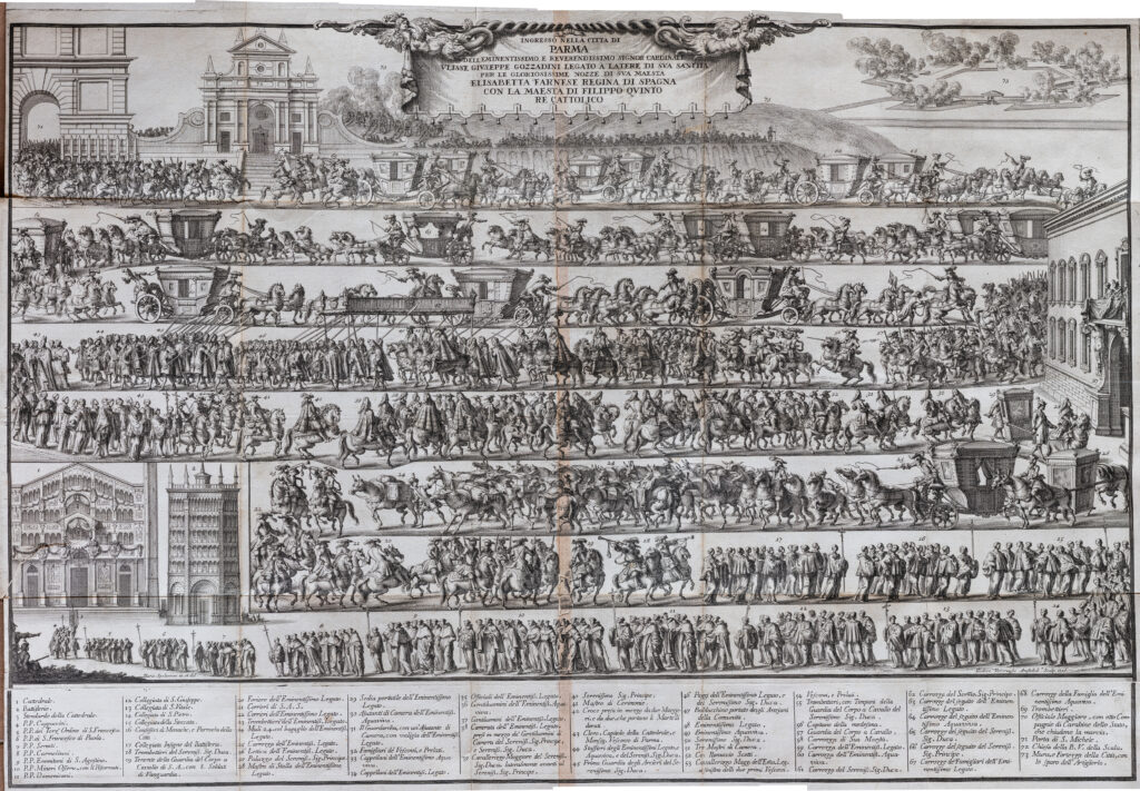 Il ragguaglio delle nozze delle maestà di Filippo Quinto e di Elisabetta Farnese nata principessa di Parma, 1717 manoscritto, 32x 21x2,5 cm Piacenza - Biblioteca Passerini Landi