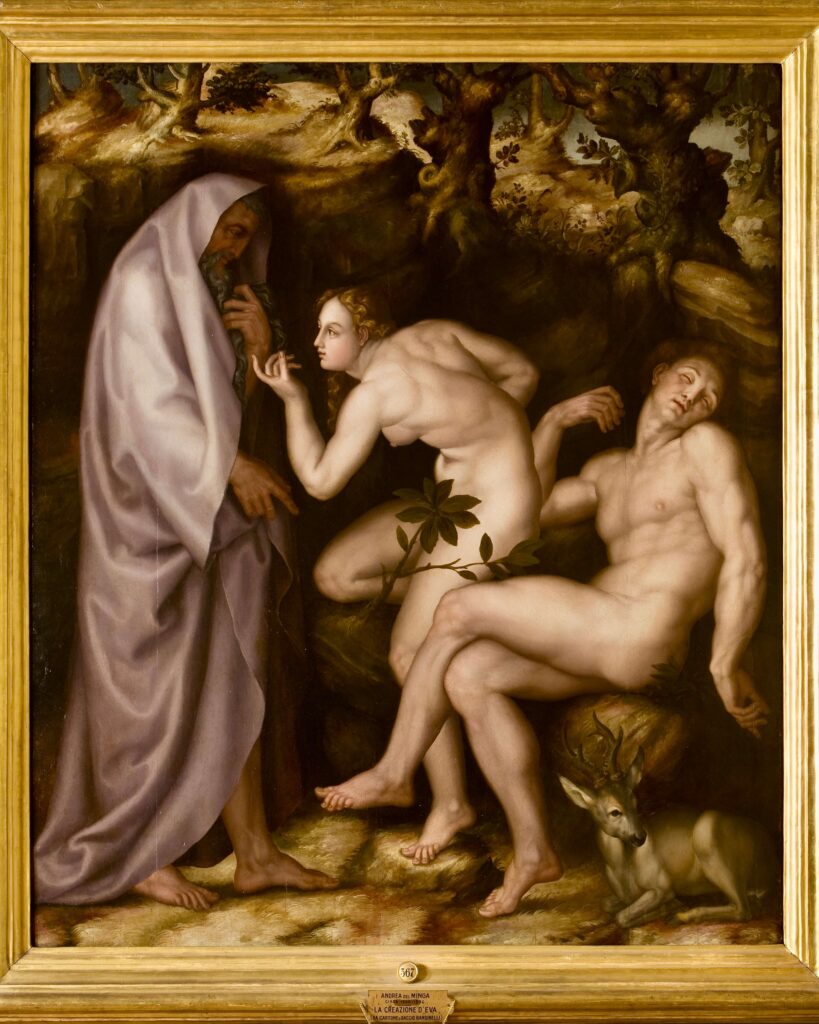 Andrea del Minga (1535 – 1596)Cacciata dal Paradiso 1560 circa Firenze, Le Gallerie degli Uffizi, Palazzo Pitti, Galleria Palatina olio su tavola