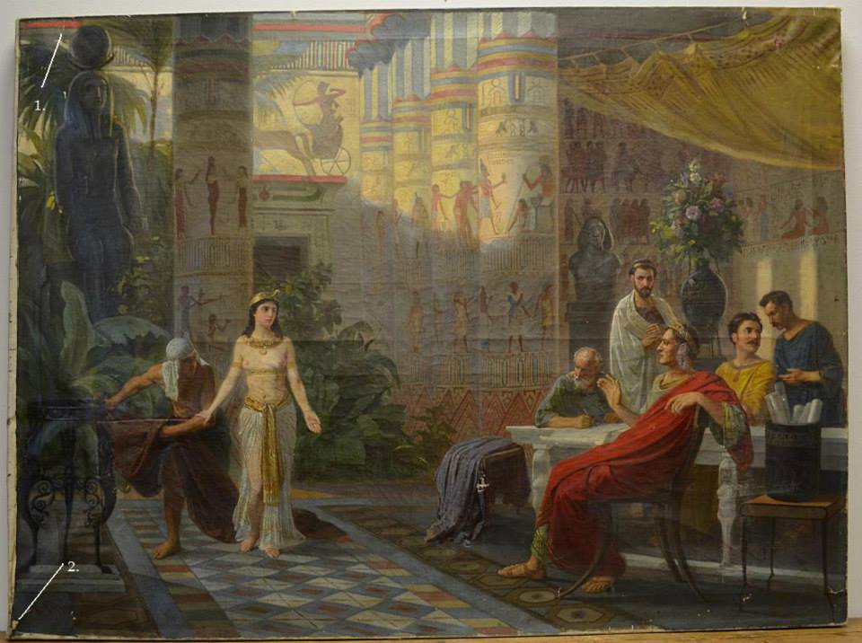 Carl Gottlieb Venig, Cesare e Cleopatra. Olio su tela (1875 - 1900) dal Narva Muuseum SA (NLM _ 112:40 K 3:40), immagine Museum Public Portal, come da licenza d'uso