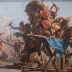 La costruzione del cavallo di Troia, olio su tela (38,8 x 66,7 cm) di Giandomenico Tiepolo, conservato alla National Gallery di Londra. Foto di ,