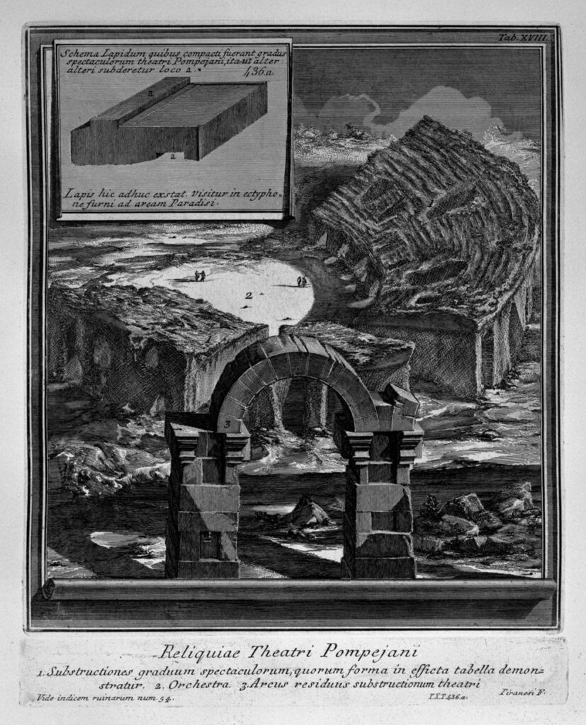 Giovanni Battista Piranesi, Resti del Teatro di Pompeo. Immagine 東京大学総合図書館 General Library, The University of Tokyo, JAPAN, come da licenza d'uso