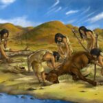 Homo sapiens Chine Reconstruction of daily life at the Shiyu site 45,000 years ago, by Xiaocong Guo. © IVPP