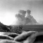 The earth settles following the explosion of the mine beneath Hawthorn Ridge Redoubt on July 1, 1916. Photo by Ernest Brooks