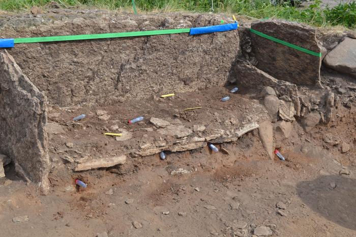 The chamber under excavation. East side mould removed. The plastic tubes are samples for environmental DNA. Photo Credits: Karl-Göran Sjögren