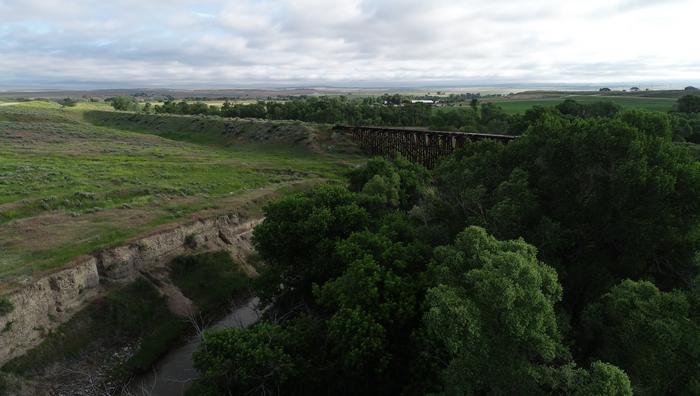 An aerial view of the La Prele Mammoth site in Wyoming's Converse County. Credits: Todd Surovell