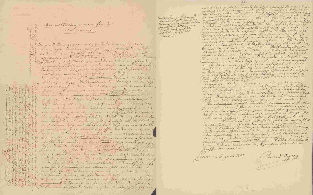 Working manuscript "A message to my friends" by Richard Wagner (Image: Zentralbibliothek Zürich)