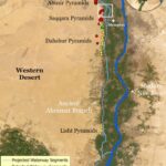 The water course of the ancient Ahramat Branch borders a large number of pyramids dating from the Old Kingdom to the Second Intermediate Period, spanning between the Third Dynasty and the Thirteenth Dynasty. Credits: Eman Ghoneim, CC BY