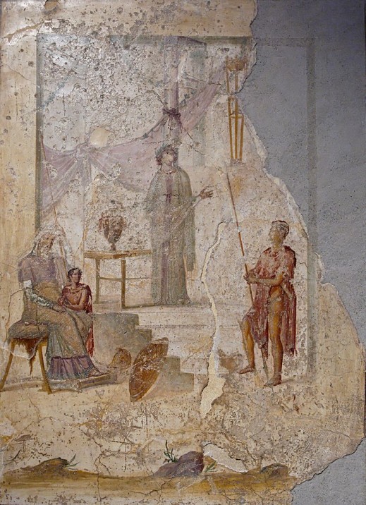 Vaticinio di Cassandra, Museo Archeologico Nazionale di Napoli (inv. nr. 111476), affresco da Pompeii (I, 2, 28), III stile pompeiano (1-50 d.C.). Foto © Marie-Lan Nguyen / Wikimedia Commons, in pubblico dominio