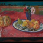 Artiste a Roma. Percorsi tra secessione, futurismo e ritorno all’ordine Adriana Pincherle, Natura morta con fiori e zucca, 1935-1945, olio su tela su compensato, cm 80x113. Roma, Casa Museo Alberto Moravia