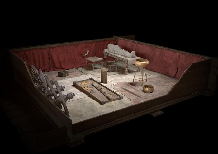 Visualisation of the central grave/main burial of the Grafenbühl mound. Credits: © Landesmuseum Württemberg, FaberCourtial; Thomas Hoppe (scientific reconstruction)