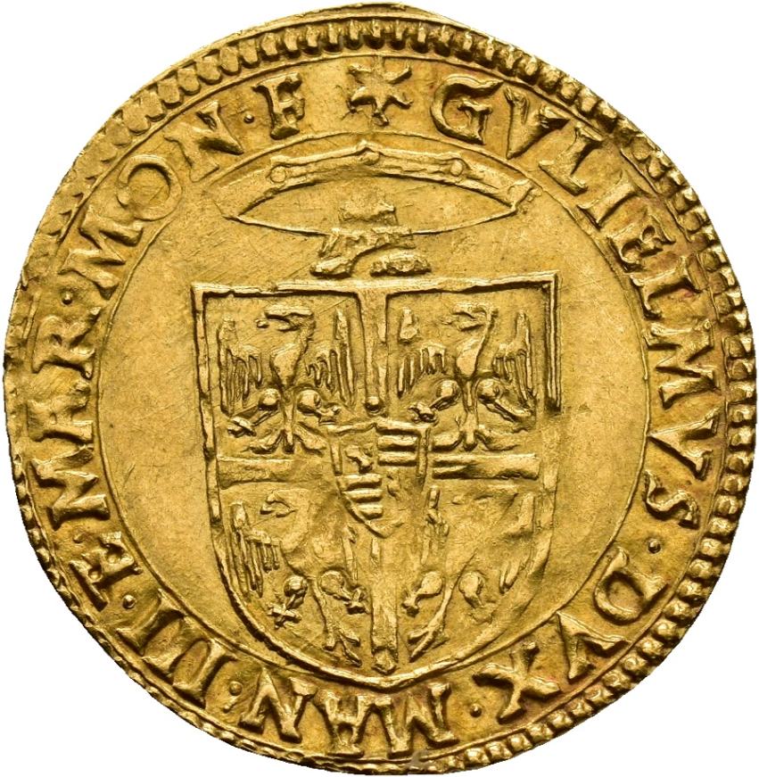Scudo d'oro del sole, di Guglielmo Gonzaga, 1550-1575 / diritto: stemma gonzaghesco