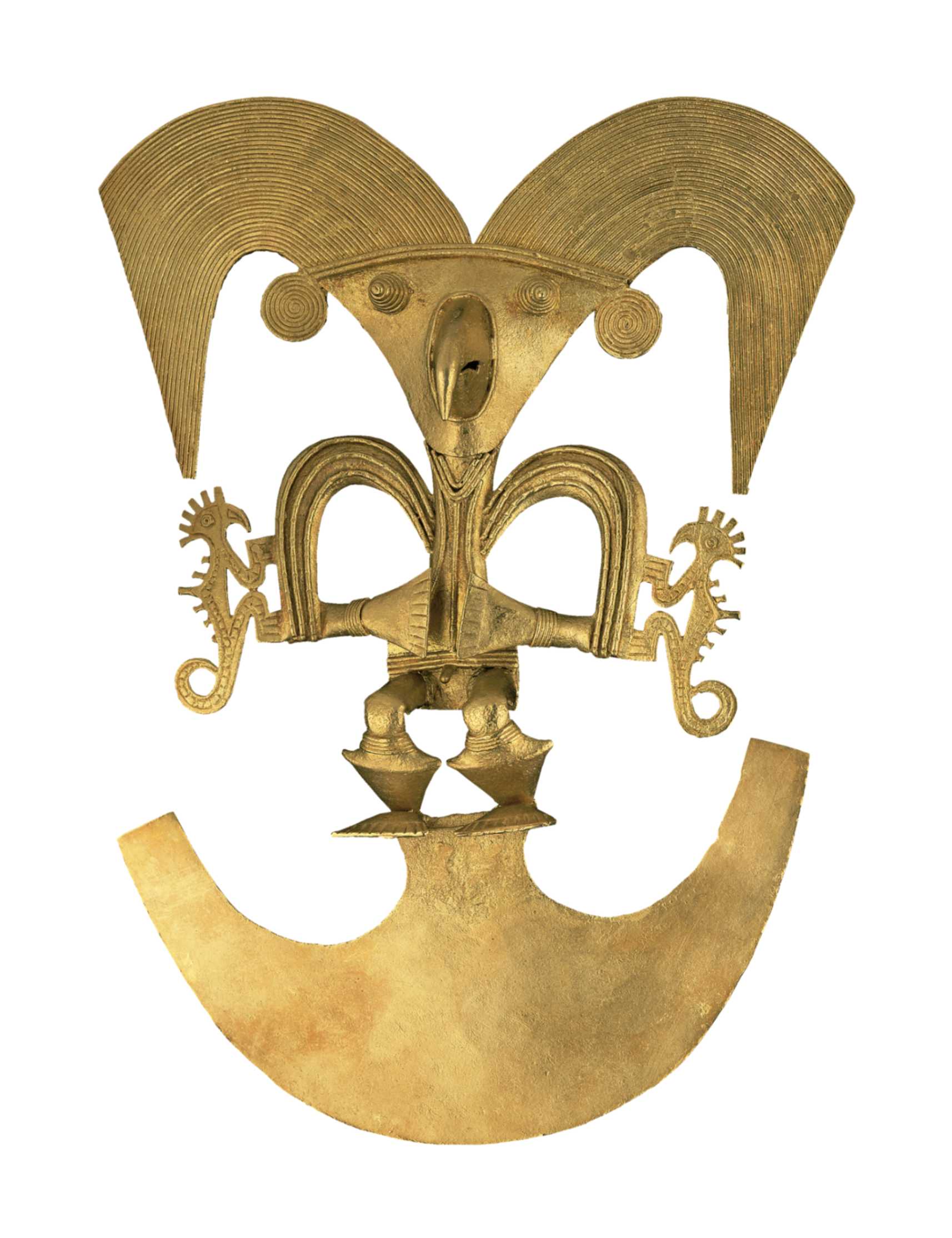 Pettorale a forma di uomo uccello, Colombia, Alta Valle del Cauca, lega d'oro, Museo del Oro - Banco de la República, Colombia © Foto: Clark M. Rodríguez