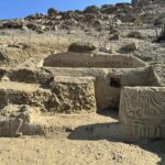 New archaeological site, including carving of a mythological bird creature in La Otra Banda, Cerro Las Animas. Credits: Photo by the Ucupe Cultural Landscape Archaeological Project